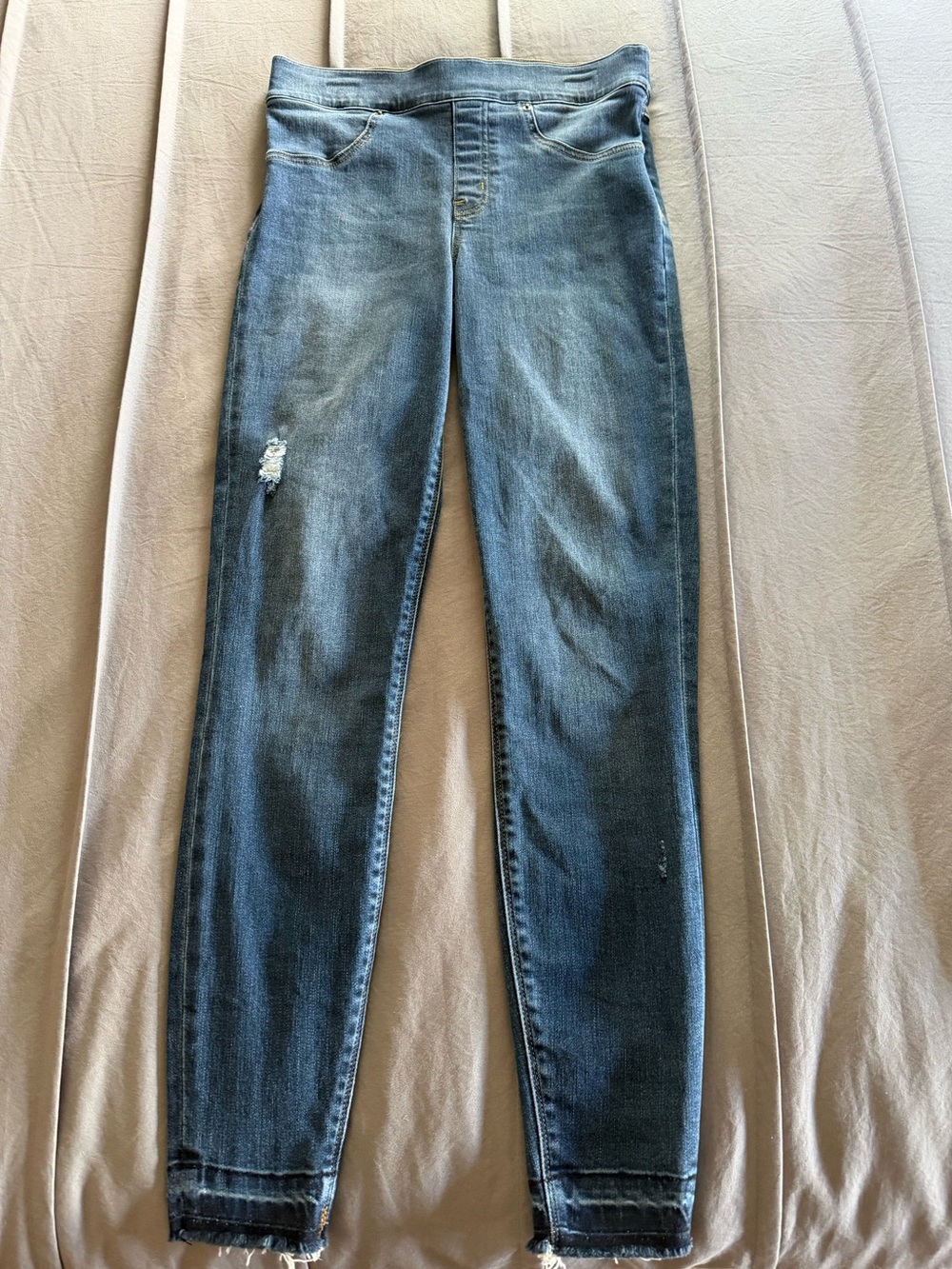 SPANX Slim High-Rise Skinny Jeans in Faded Blue Wash